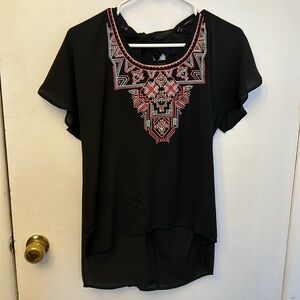 Three Pink Hearts Women’s Top Black Size Medium